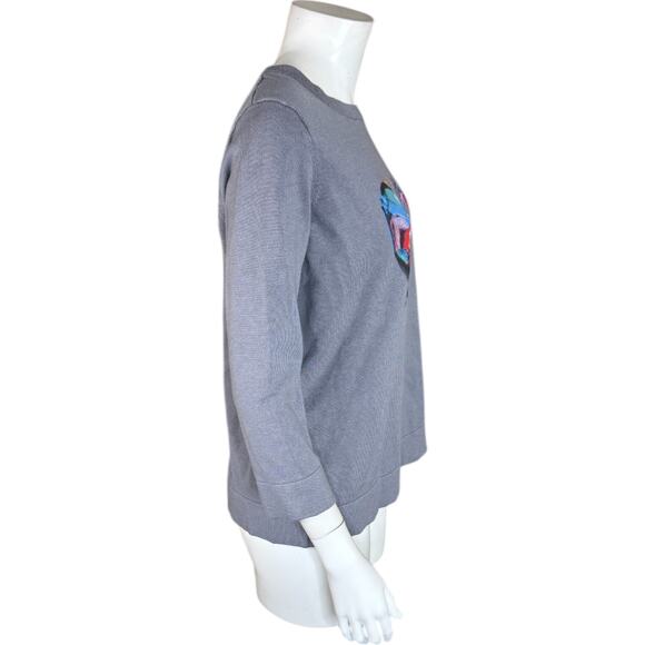 Attitudes by Renee Printed Statement Sweater Heart Flutters Medium Gray - Picture 9 of 13